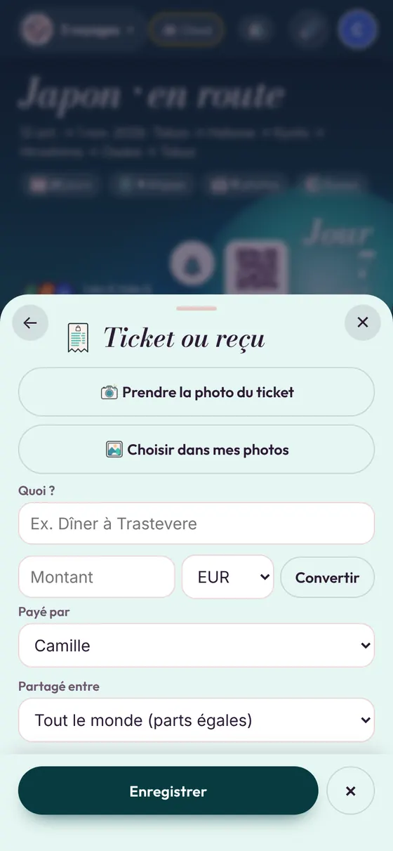 Une dépense en monnaie locale, convertie